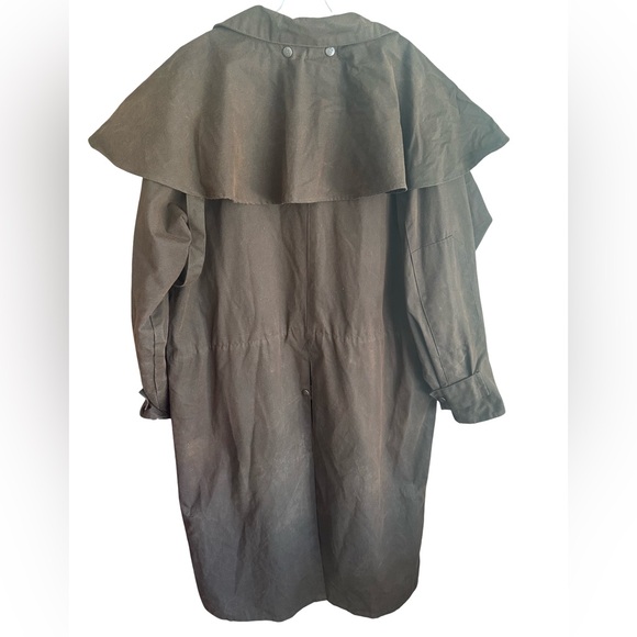 Low Rider Brown Duster Duck Cloth Oil Skin Waxed Cotton Trench Coat - Picture 9 of 16